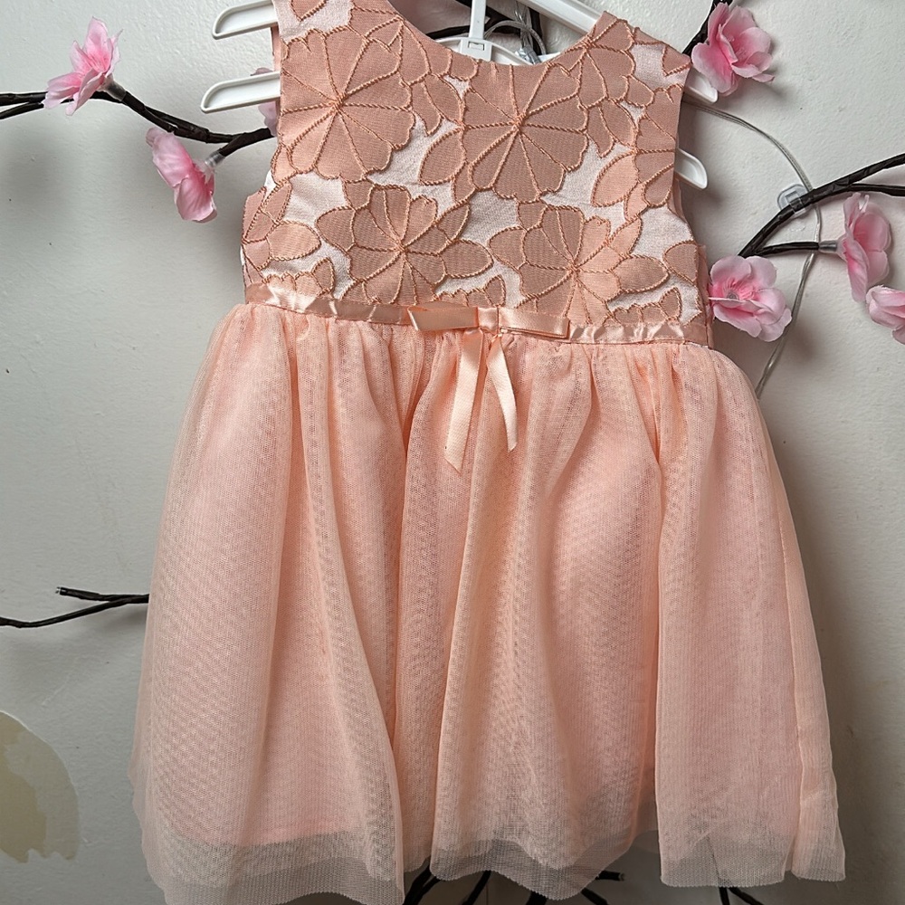 Blueberi Boulevard Peach Floral Kids Dress